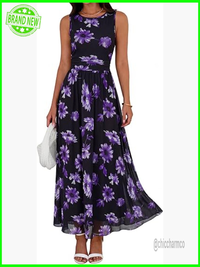 Sleeveless Floral Maxi Dress With Pockets Wedding Guest Sundress
